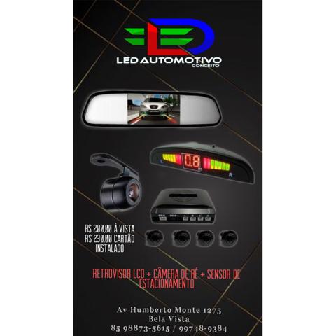 Retrovisor LCD + Câmera de Ré + Sensor de Estacionamento