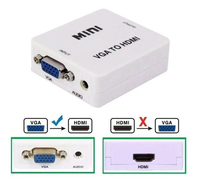 Conversor Vga para Hdmi Adaptador Vga2Hdmi Com Áudio P2 - 52 - Foto 4