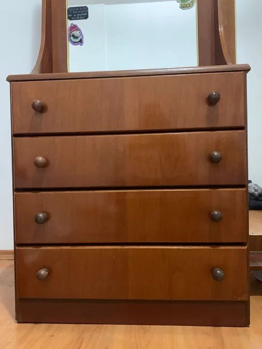 Penteadeira com Espelho duplo e 4 Gavetas - Madeira Maciça - Foto 4