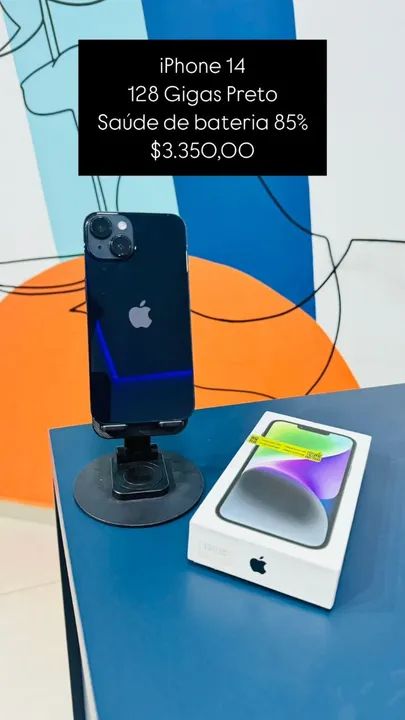 IPhone 14 128GB Preto Saúde de bateria 85% Semi Novo | Loja Física