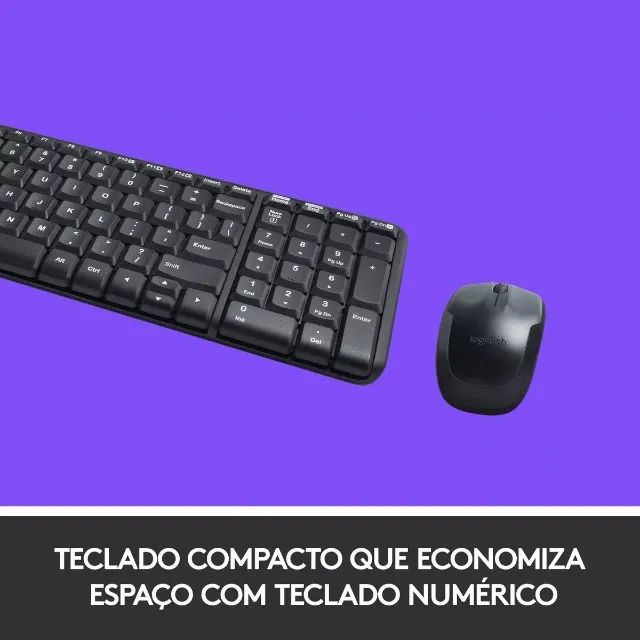 Kit Teclado E Mouse Sem Fio Mk220 Preto Logitech Loja Coimbra Computadores - Foto 4