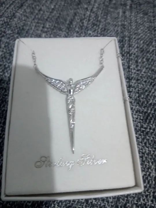 Cordão de prata Starling silver anjo 
