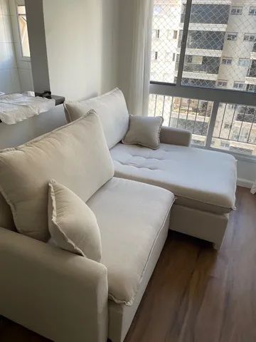 Sofá cama linho com almofadas  - Foto 2