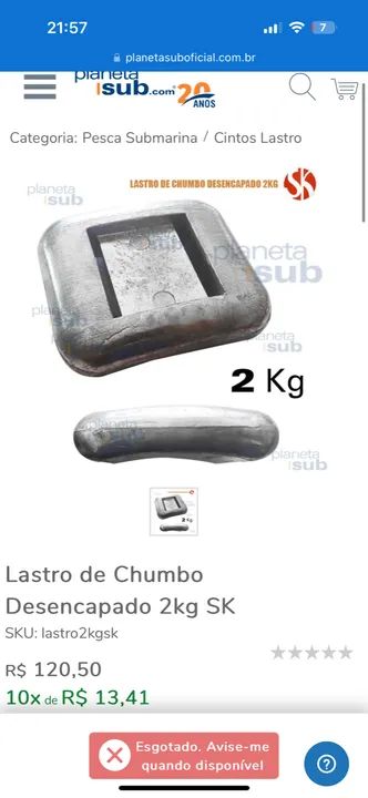 Lastro para mergulho 2kg (lote) - Foto 3