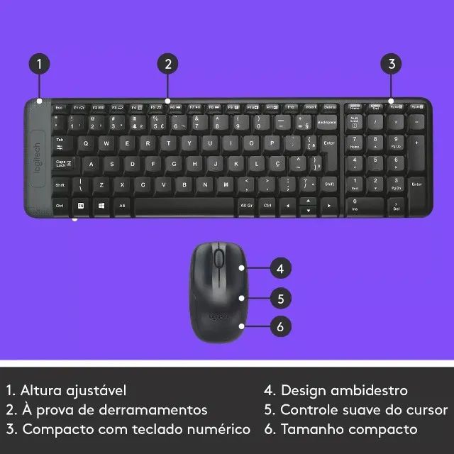 Kit Teclado E Mouse Sem Fio Mk220 Preto Logitech Loja Coimbra Computadores - Foto 2