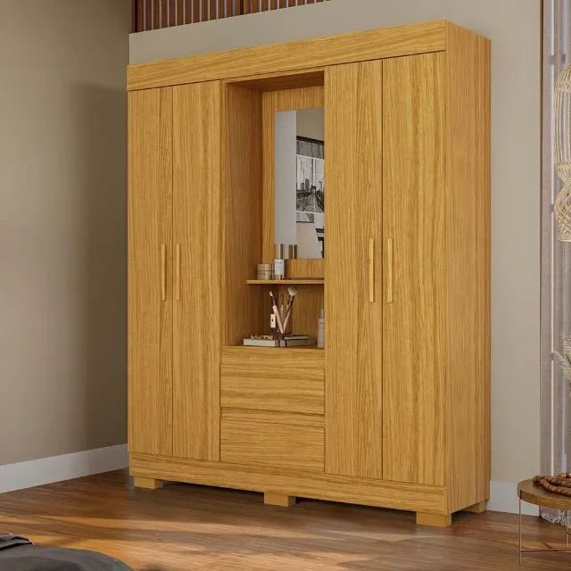 Guarda Roupa Isabely 4 Portas com Espelho e Pés (Novo) - Foto 5