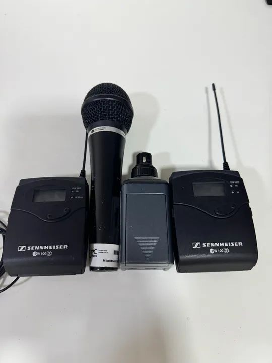 Kit microfone lapela e mão sennheiser ew100 G2  com protetor/transmissor mic mão perfeito 