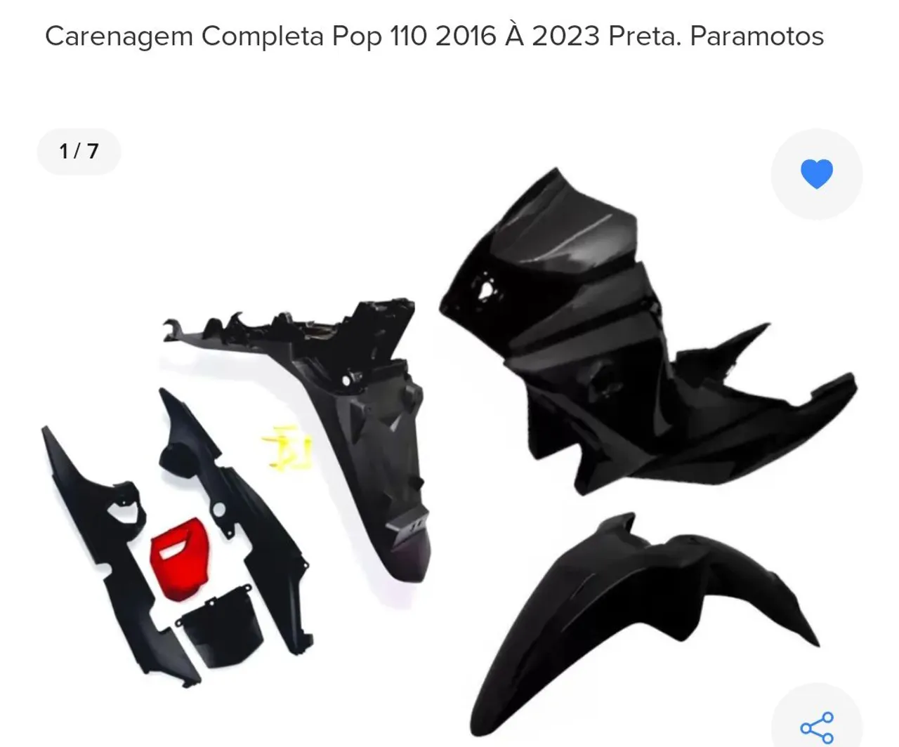Carenagem Completa Pop 110 2016 À 2023 Preta