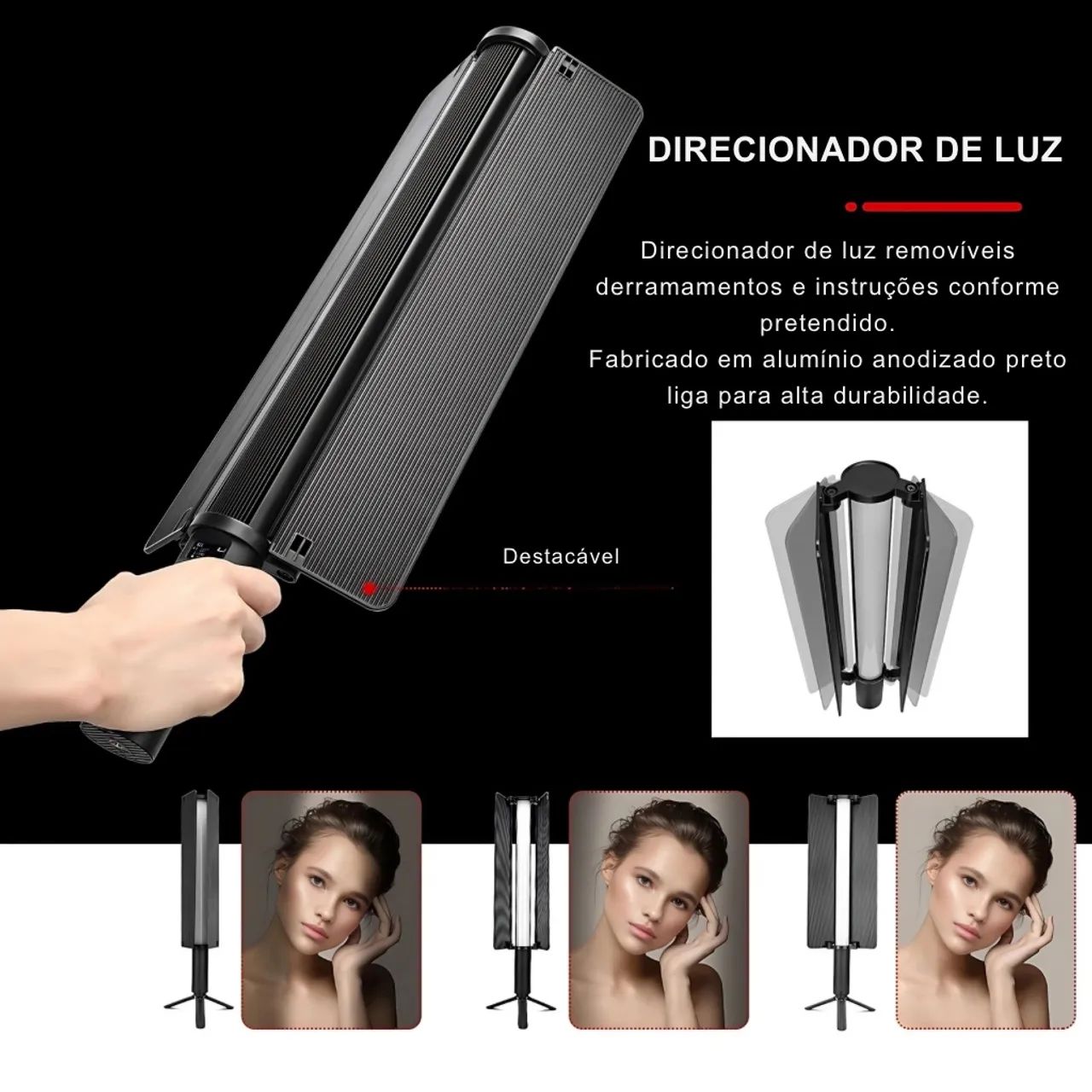 Bastão de Led profissional Luxceo P520 com 18w e 36w de potência, Autonomia de até 2h - Foto 2