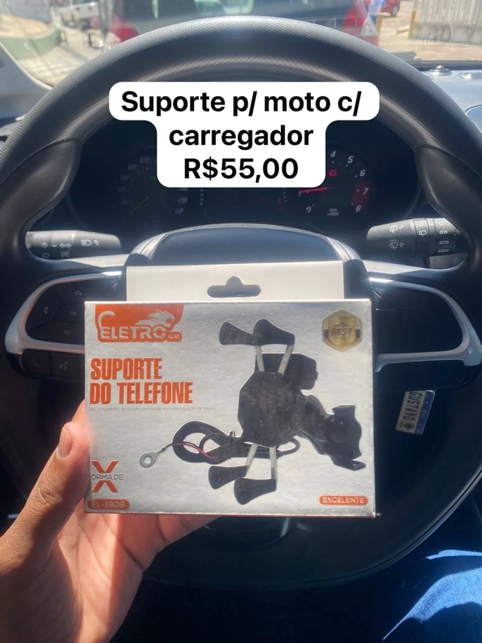 Suporte para celular para moto com carregador