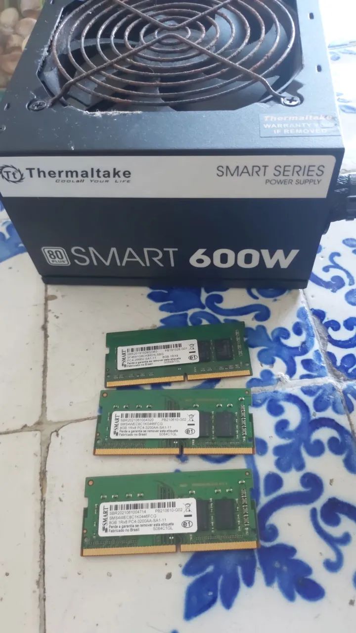 Thermaltake 600W Real Power Supply + 3 Notebook 8GB DDR4 Memories64330131938563122