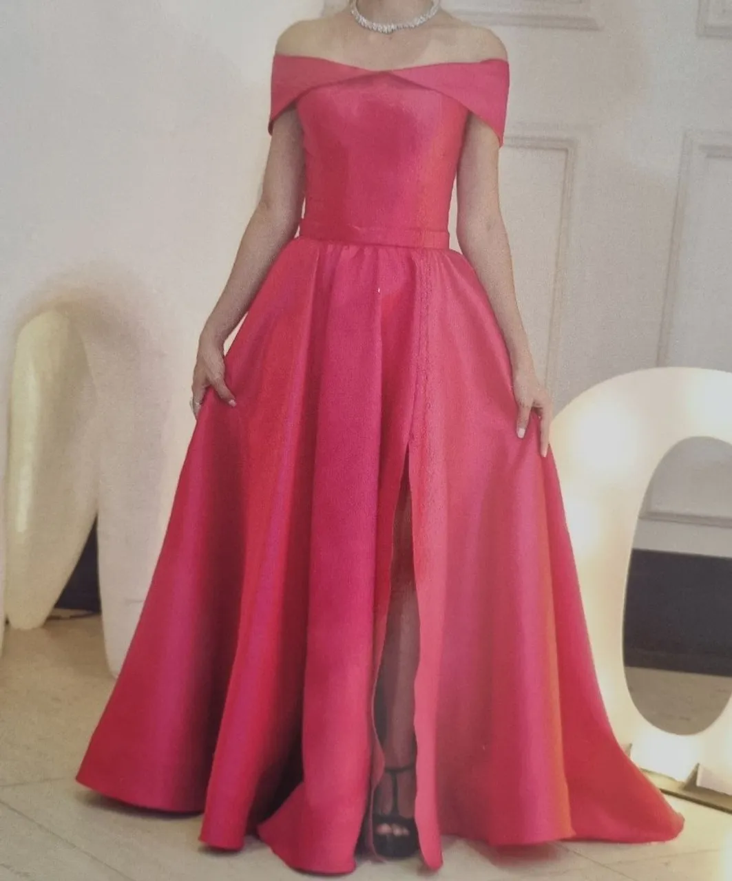 Vestido de Festa Elegante Rosa com Fenda