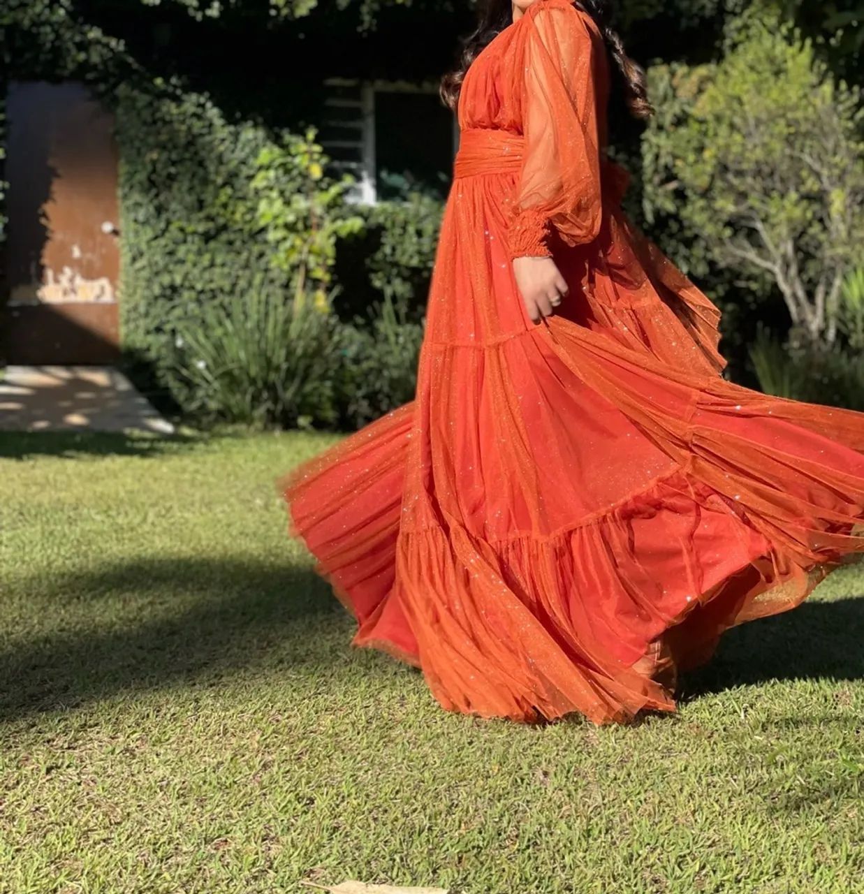 Vestido de Festa Terracota - Veste M e G - Usado 1x - Foto 3