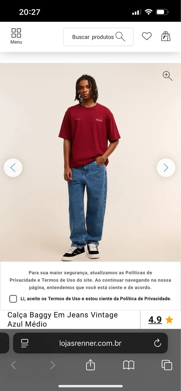 Calça Jeans Baggy Vintage Azul médio 40 (NOVA)