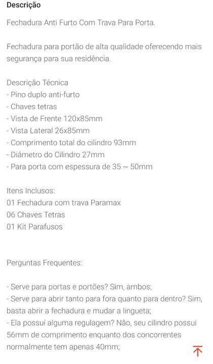 Fechadura de Segurança com 6 chaves - Foto 3