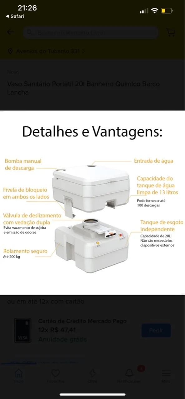Vaso Sanitário Portátil 20L Seaflo - Foto 2