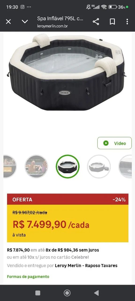 Spa Inflável Intex 795L - Oferta!