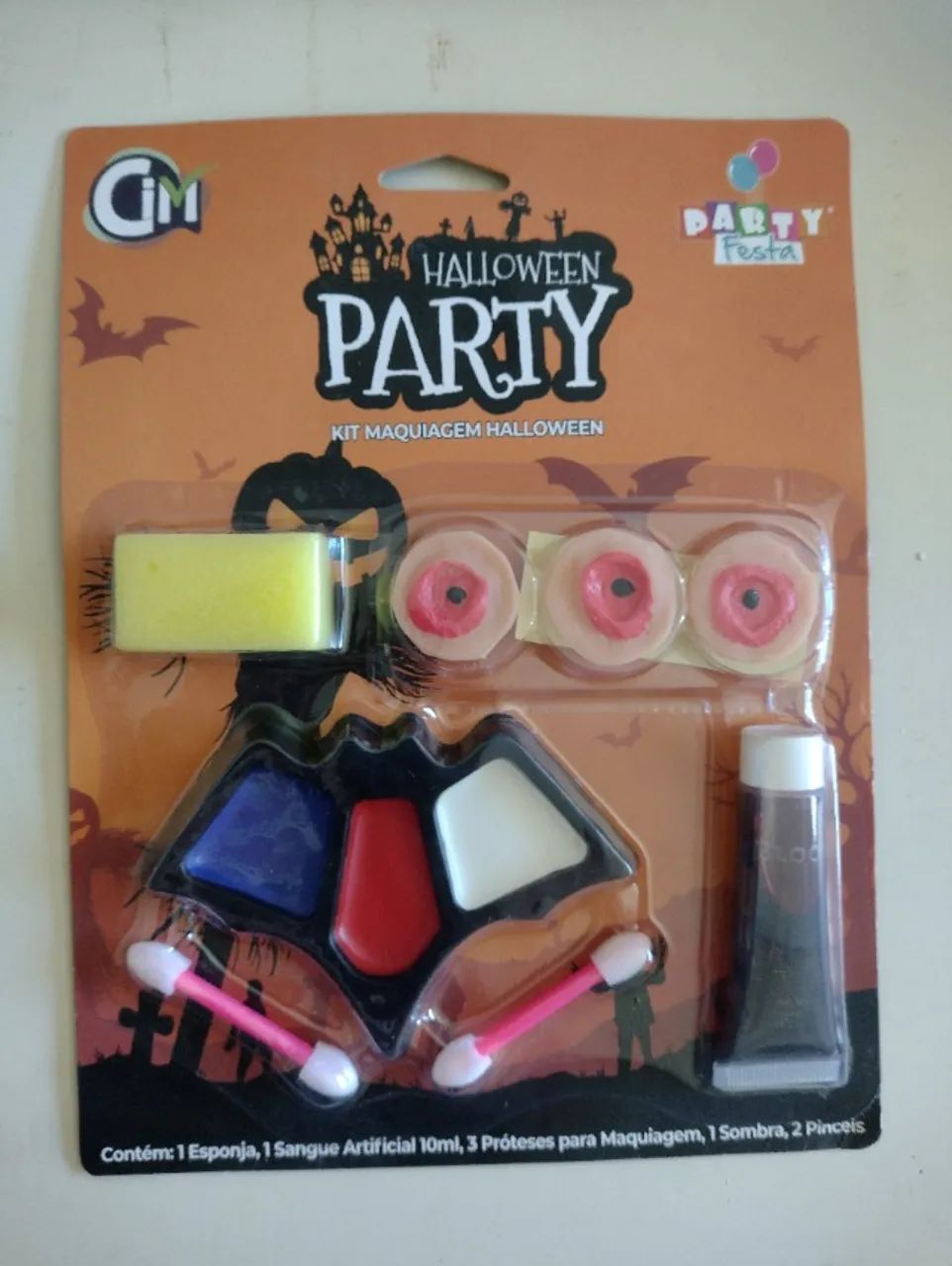 Kit com 6 pças de Maquiagem Assustadora Halloween Ferida Sangue Falso - Foto 3