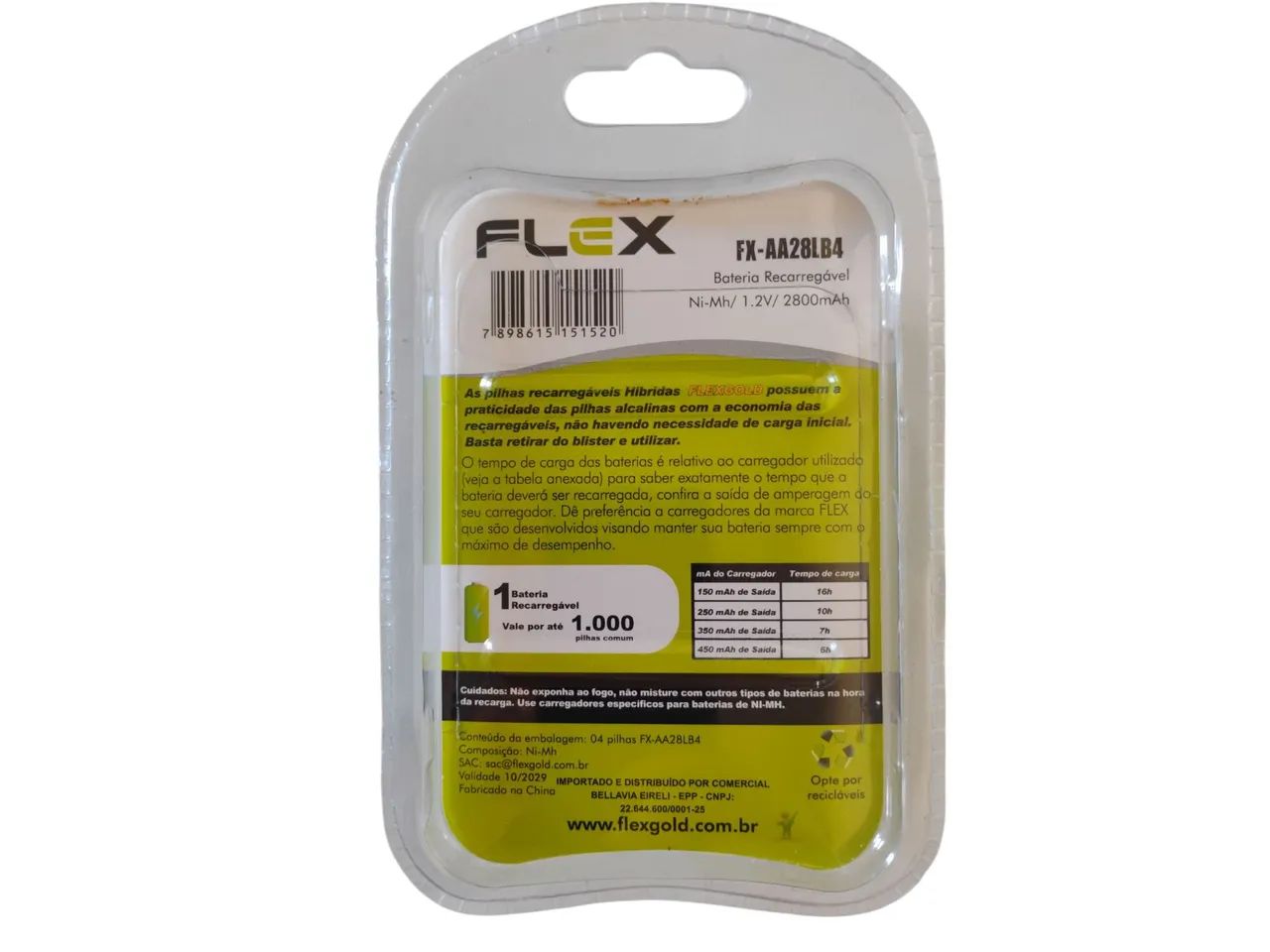 Bateria Recarregável AA Flex Gold 2800mAh - Pacote com 4 unidades - Foto 2