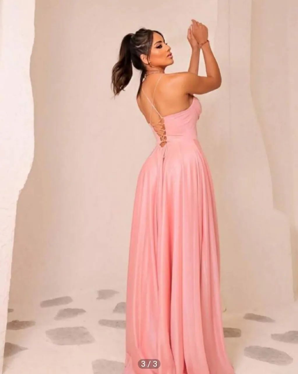 Vestido longo rosa de festa