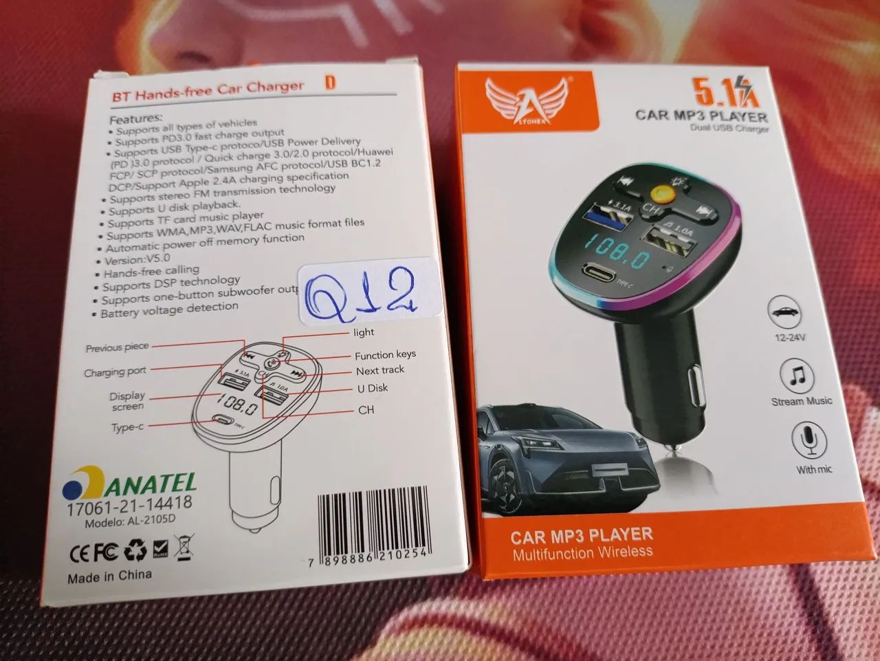 Carregador Bluetooth para carro com tela digital - Foto 2