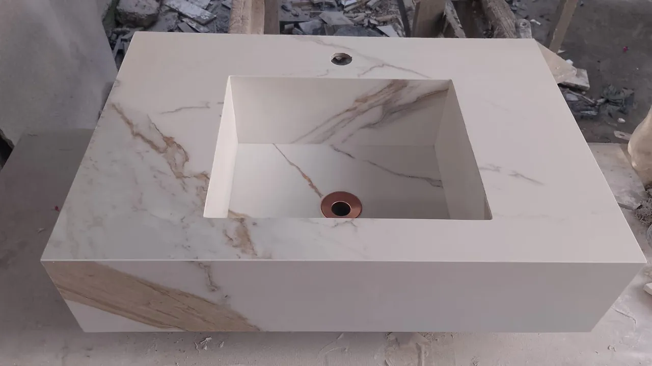 Cuba de Banheiro em Porcelanato Marmorizado