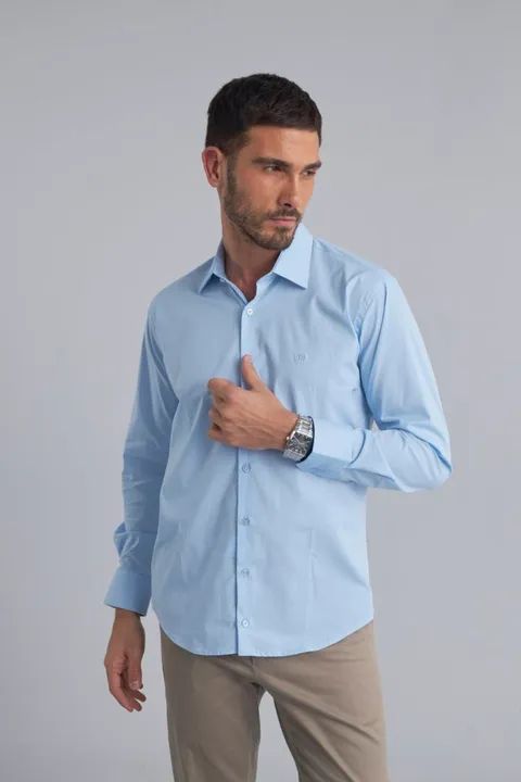Camisa Social Masculina Azul Claro e azul escuro  n:5r
