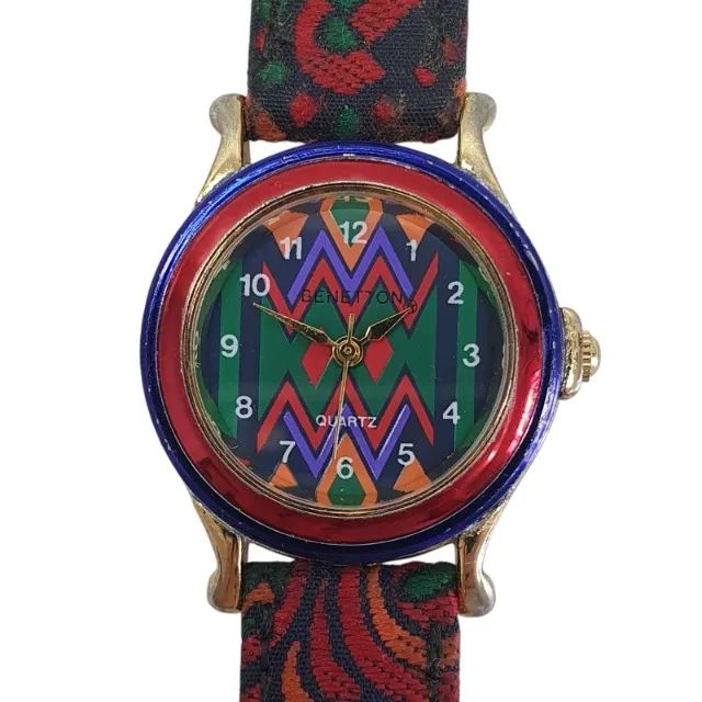 Relógio Benetton Color Green Red Feminino Retrô