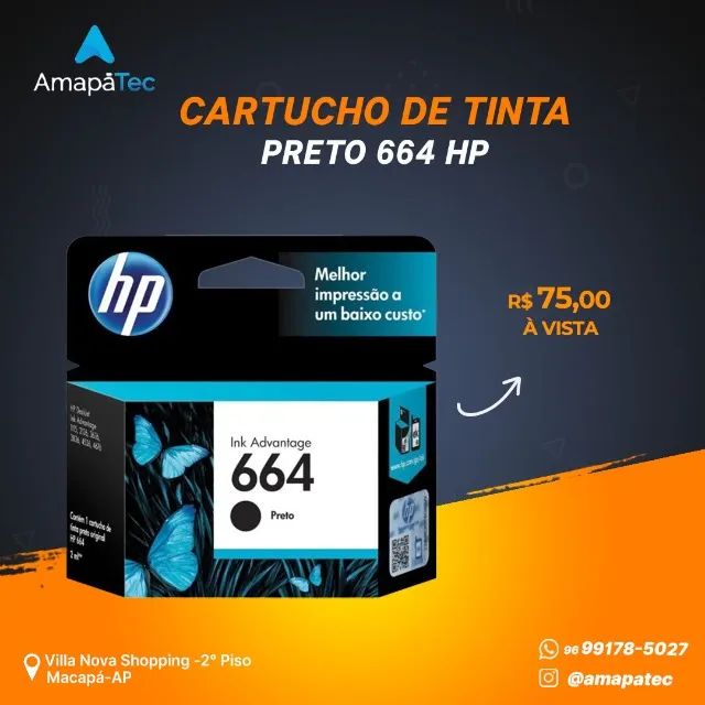 Cartucho de Tinta HP 664 Preto