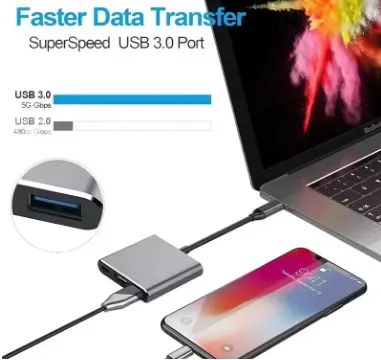 Hub 3 em 1 Usb Usb c para Hdmi z1436 - Foto 4