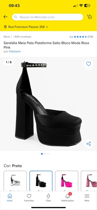 Sandália Meia Pata Plataforma Salto Bloco Moda Rosa Pink