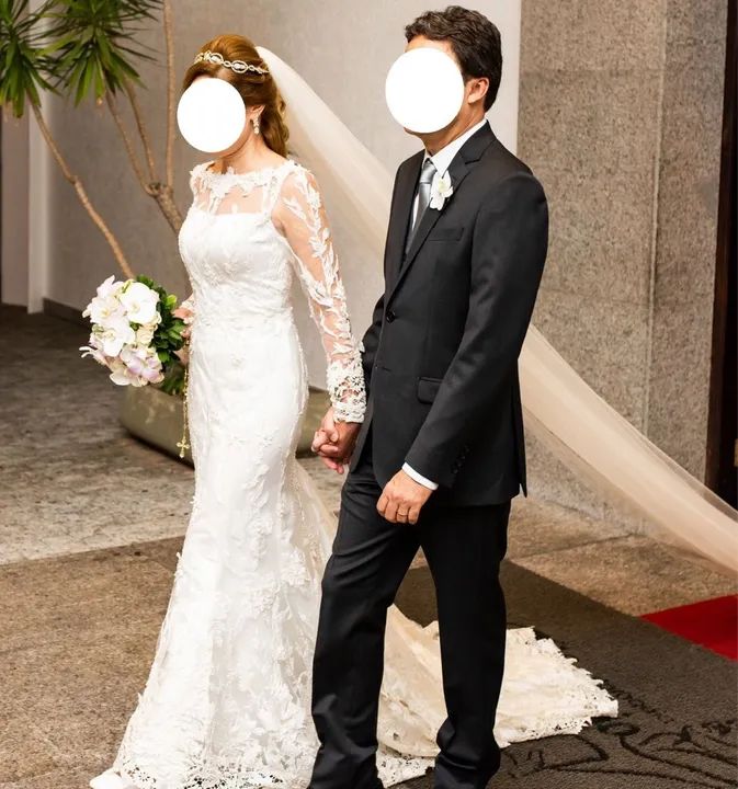 Vestido de noiva com renda e bordado a mão - Foto 3