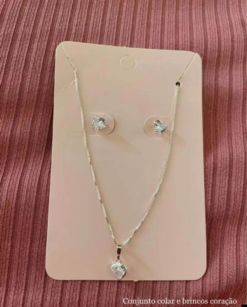 Conjunto Colar e Brincos Prata 925 com Pedra zircônia