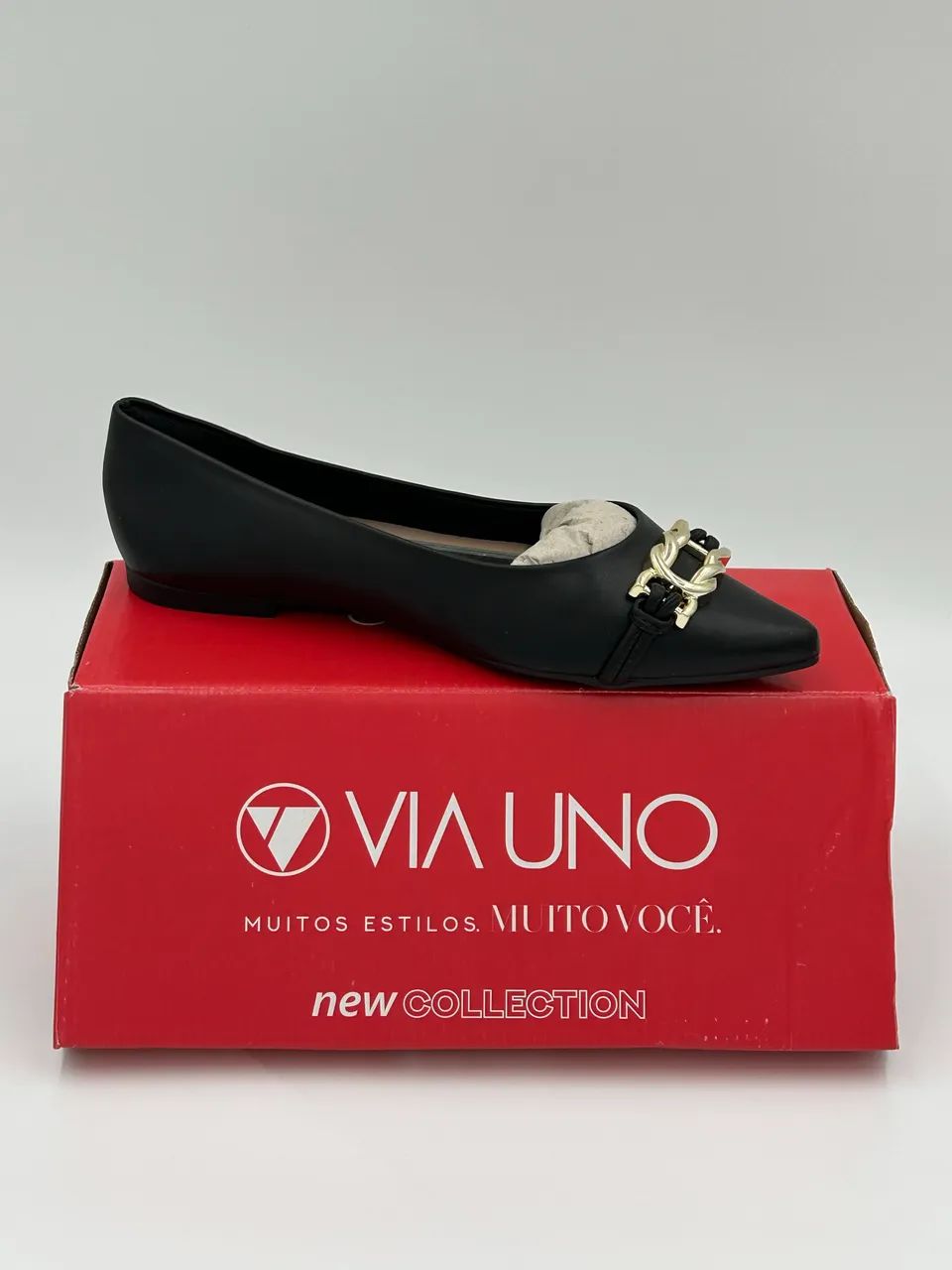 Sapatilha Conforto Leve Bico Fino Via Uno Preto N36 Calçados