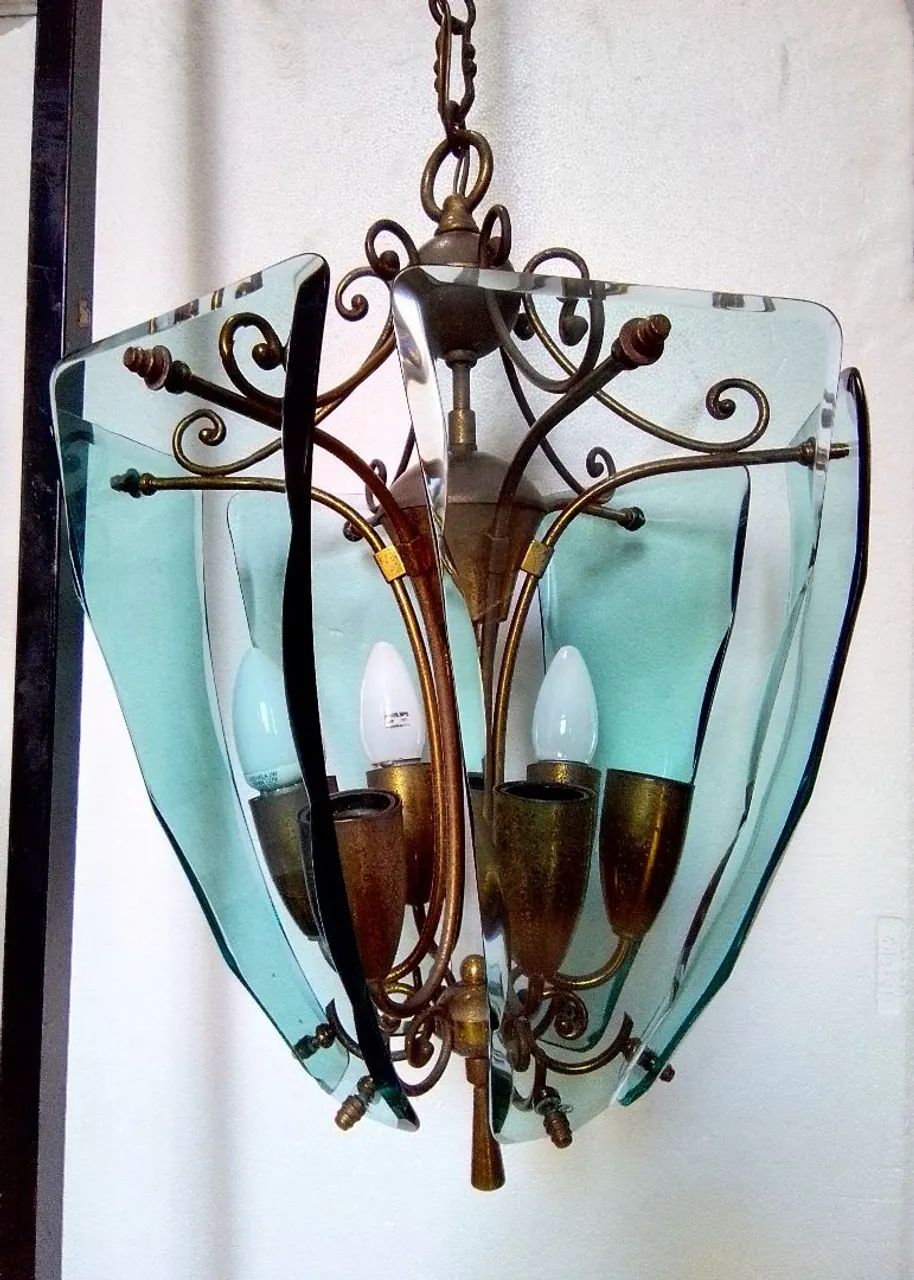 Lustre vintage em vidro verde