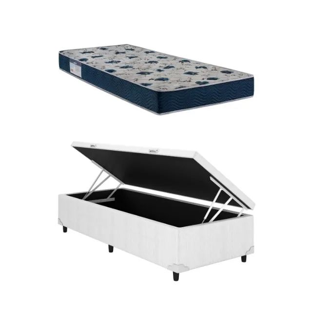 Base Box Baú Solteiro Branco com Colchão Solteiro D28 Ortobom - Entrega Rápida!