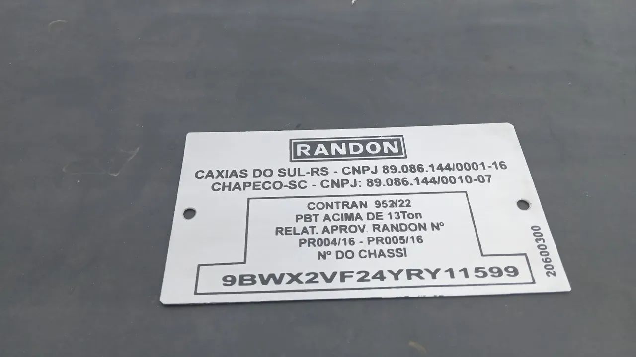 Placa para vistoria 