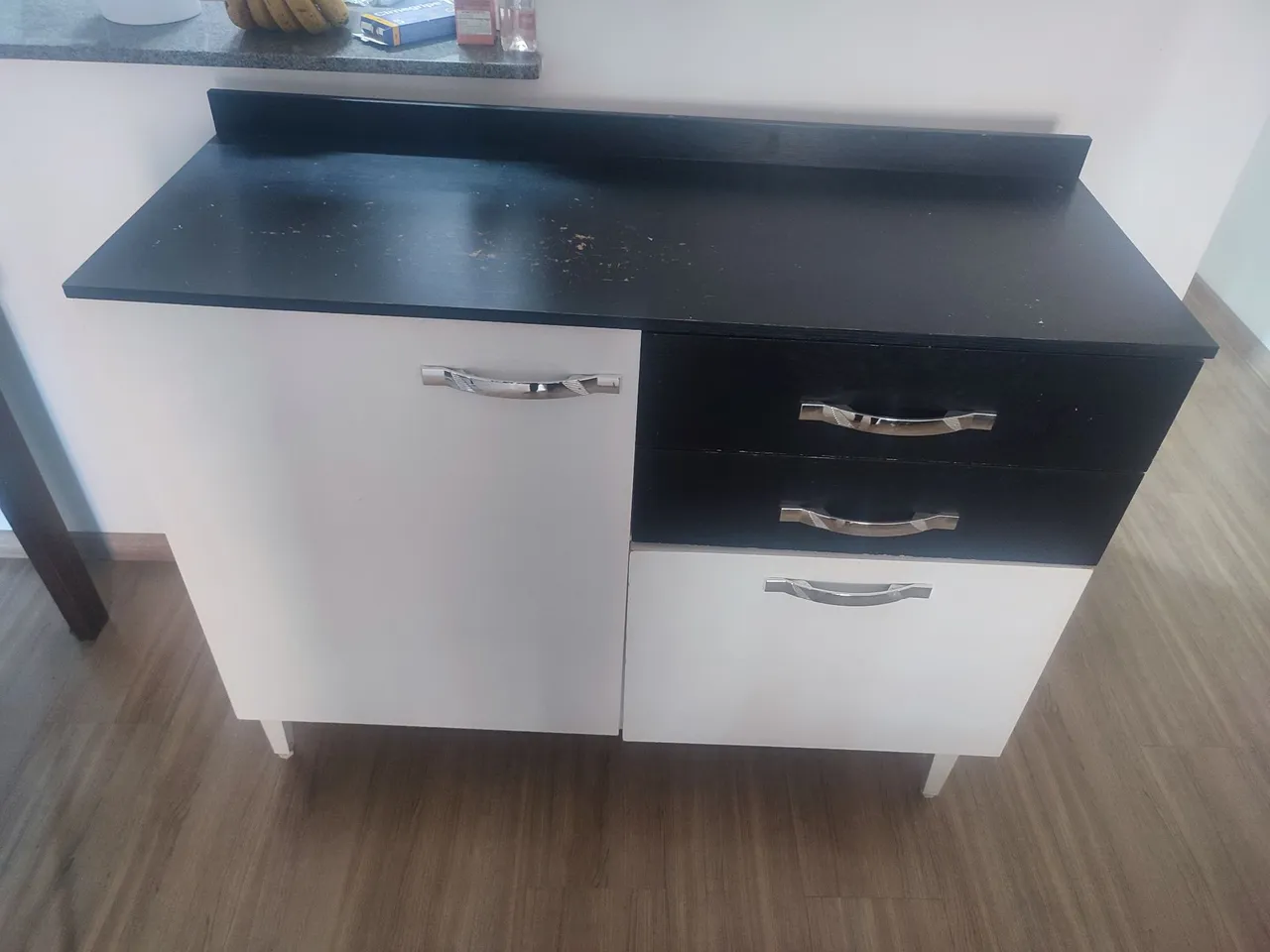 Armário de Cozinha Compacto Preto e Branco