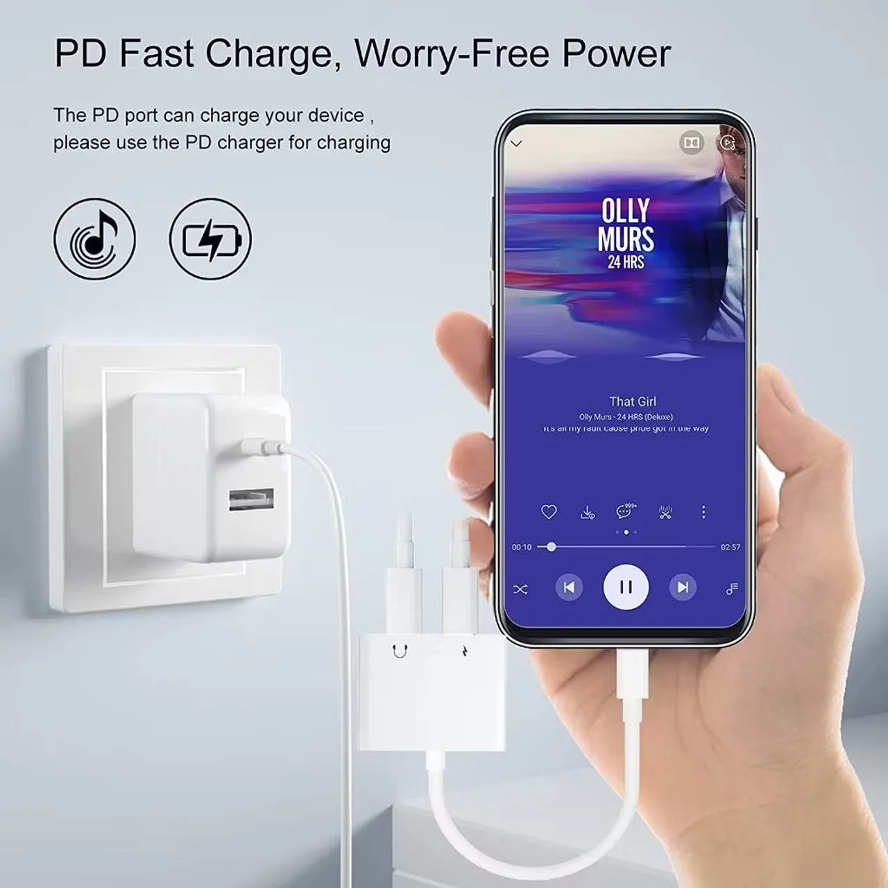 Adaptador USB-C para fone de ouvido e carregamento - Foto 4