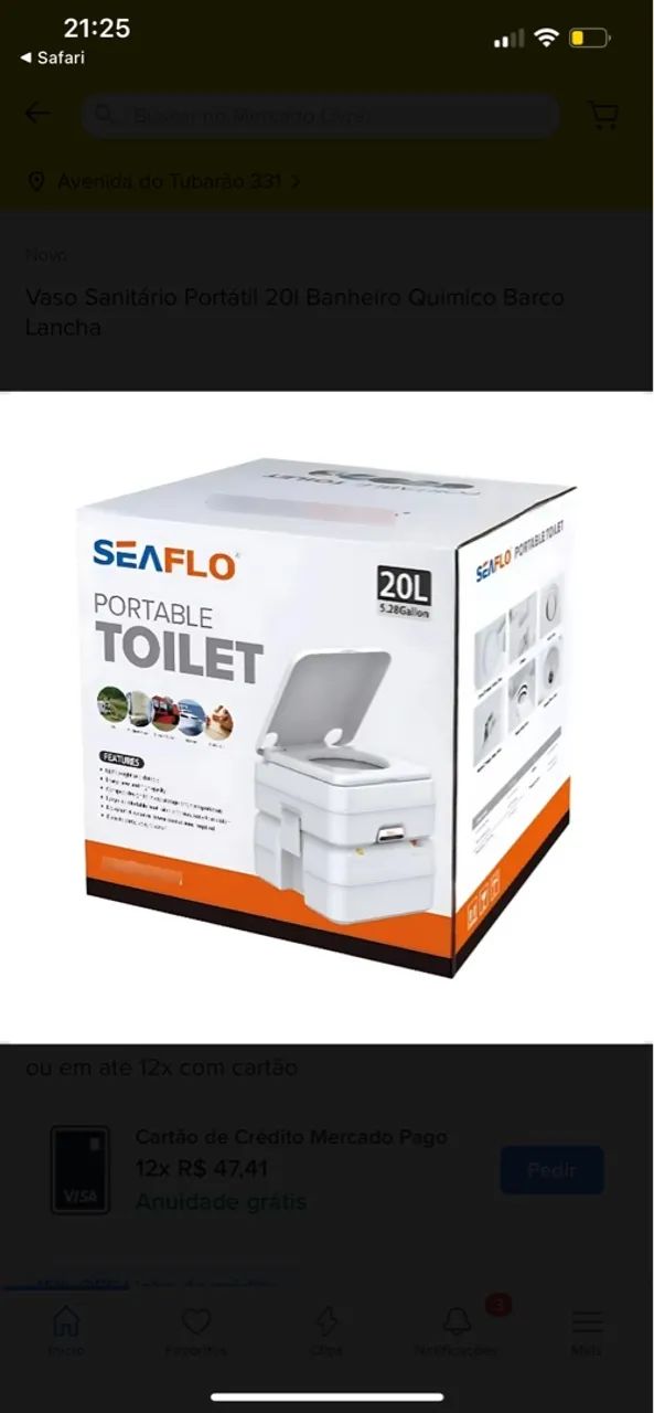 Vaso Sanitário Portátil 20L Seaflo