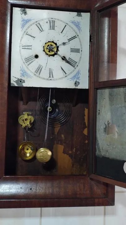 Relógio De Parede Antigo Americano New Haven - Foto 5