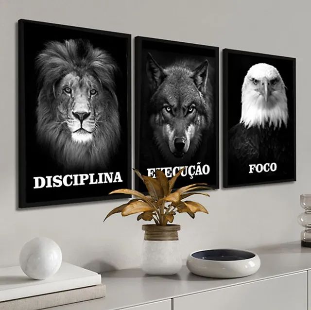 3 quadros motivação com vidro 