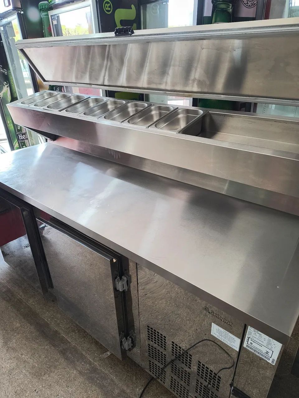 Balcão Refrigerado Inox 2Portas + Condimentadora 2 metros Gelopar Otimo Estado - Foto 4