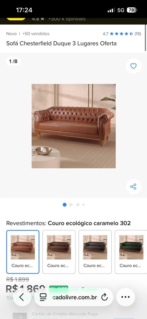 Sofá chesterfield 3 lugares - Foto 3
