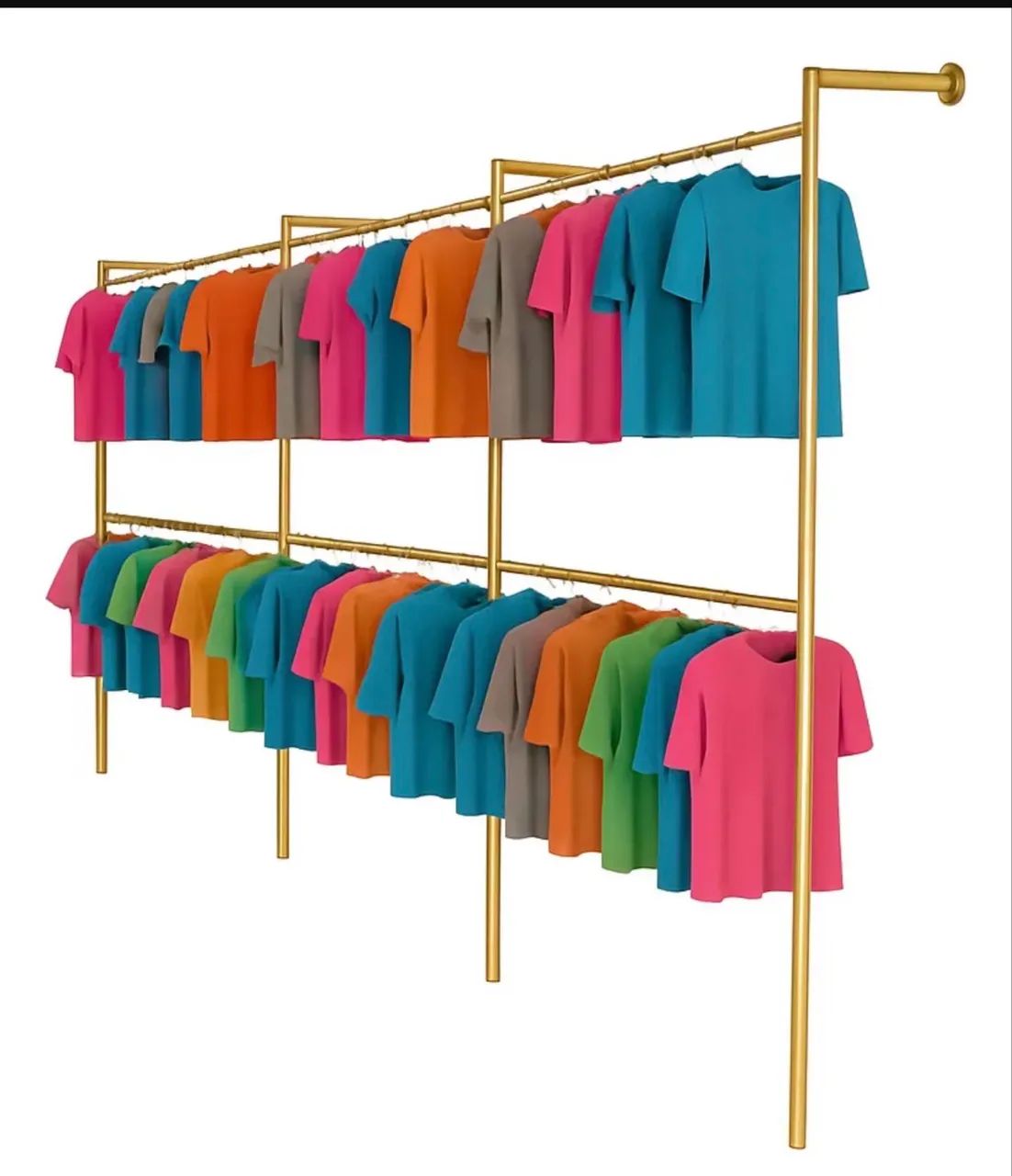 Arara de roupa de parede dourada para loja  - Foto 4