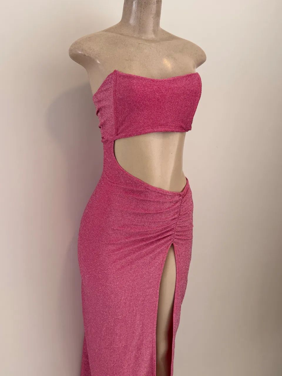 Vestido rosa em malha lurex  - Foto 2