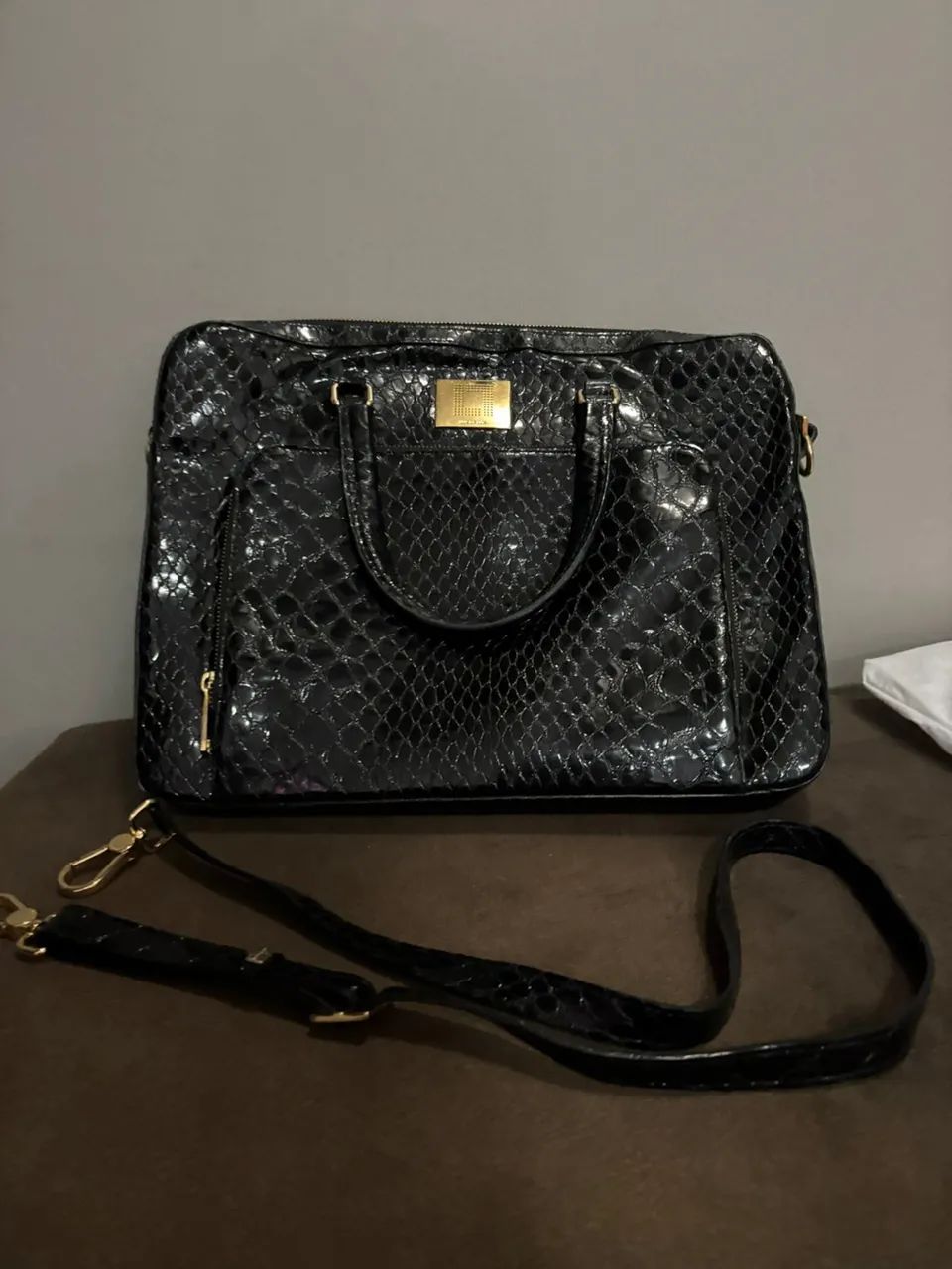 Bolsa executiva couro croco Luz da Lua 