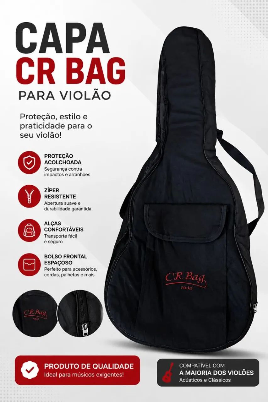 Capa Acolchoada para violão CR BAG - Foto 4
