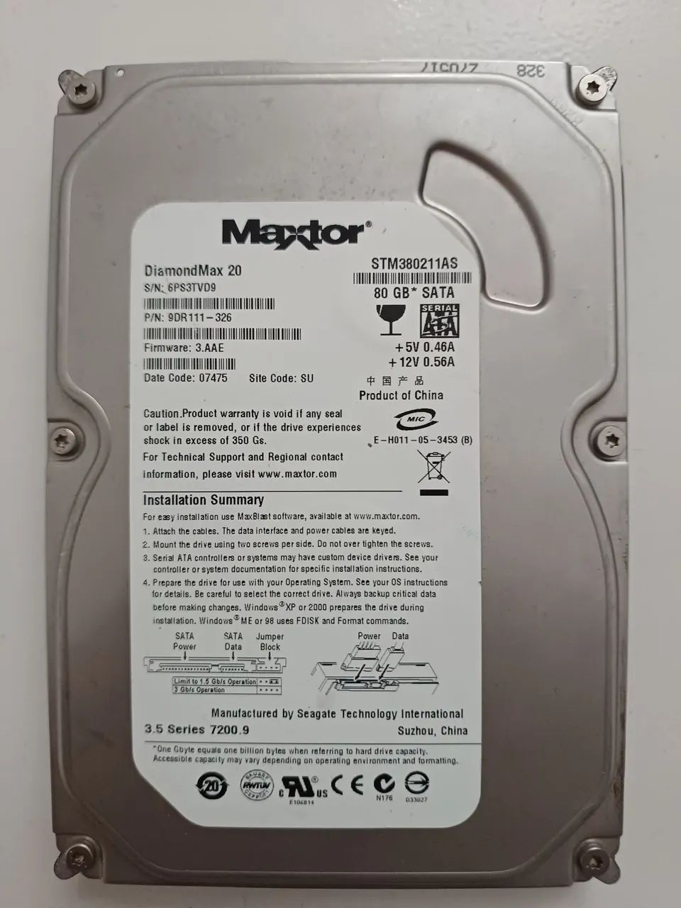 Hd maxtor 80GB 100% Saudável 