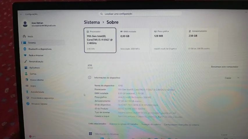 NOTEBOOK LENOVO I5 238 GB  - Foto 2
